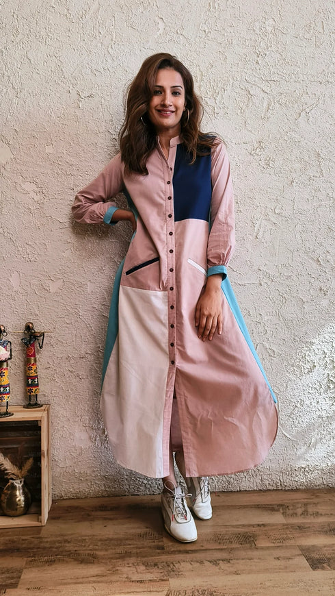 Patchwork Pastel Shirt Gown